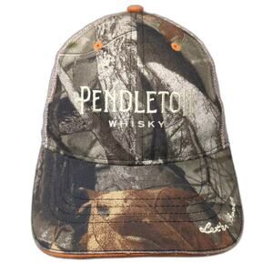 Pendleton Whisky Trucker Hat Green Orange Snapback OS Camo Mesh Let'er Buck